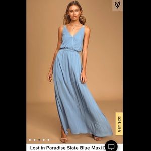 Lulu's Lost in Paradise Blue Maxi dress